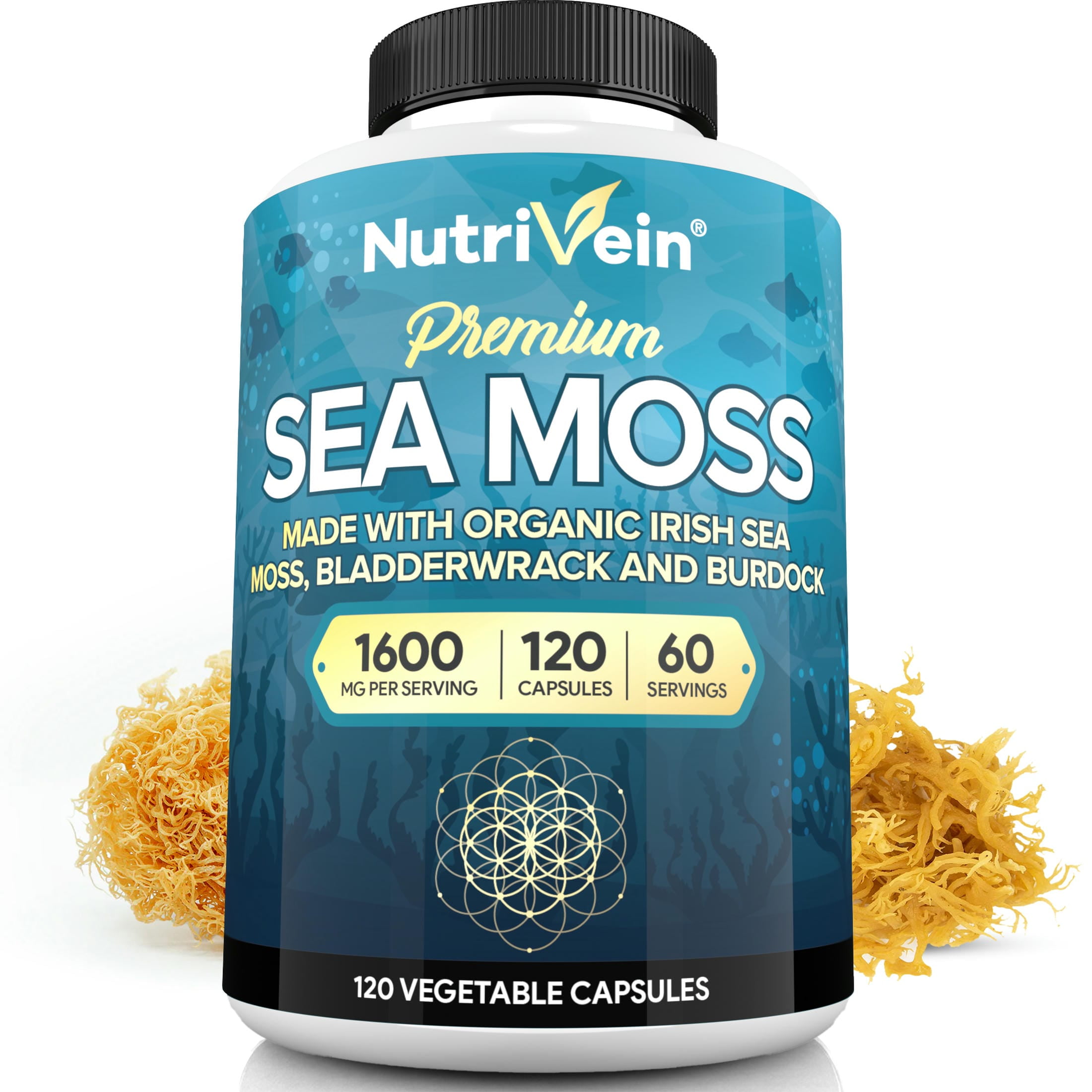 Sea Moss Capsules 1600mg - Keto Detox, Gut & Joint Support - 120 ct.