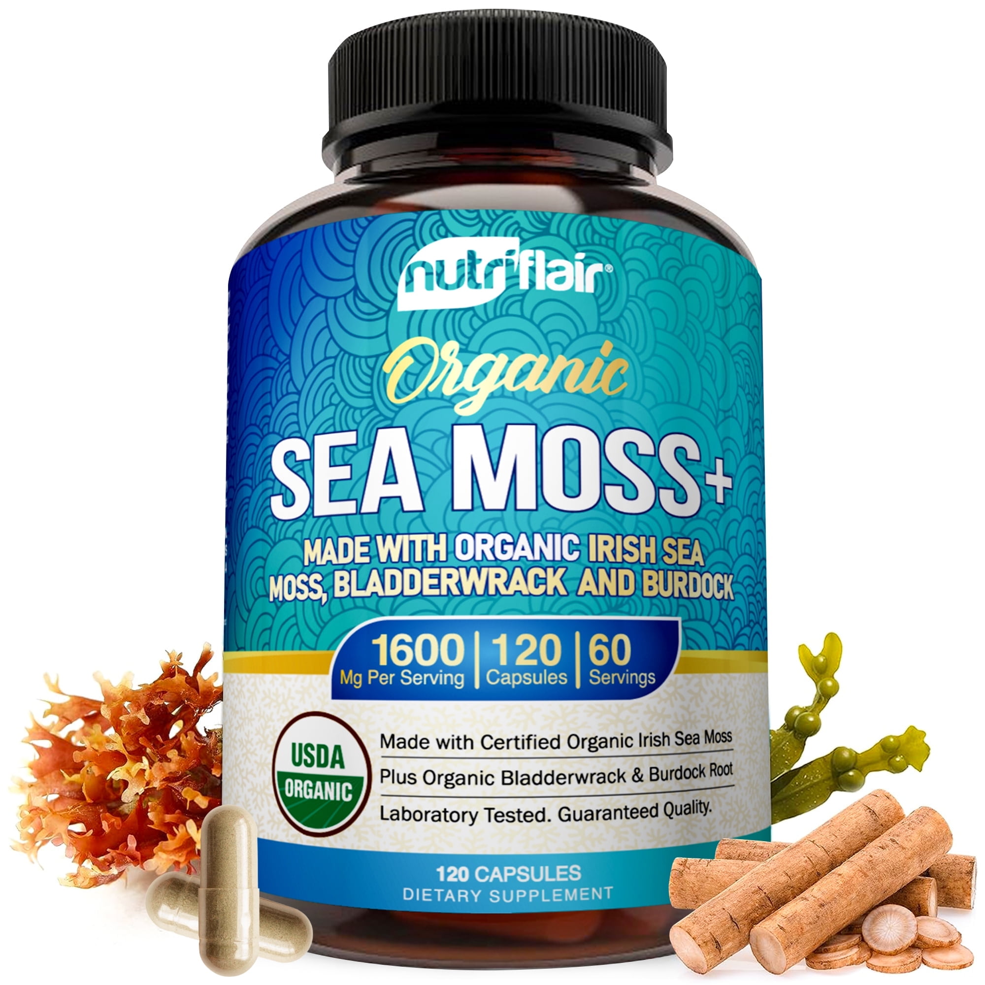 Sea Moss Capsules 1600mg - Immunity, Gut, Energy Boost - Superfood Supplement for Women and Men