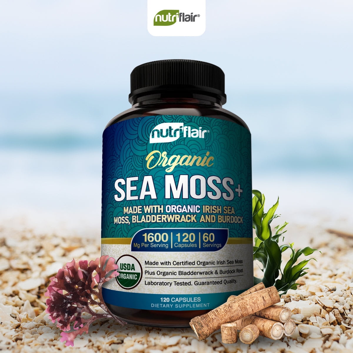 Sea Moss Capsules 1600mg - Immunity, Gut, Energy Boost - Superfood Supplement for Women and Men