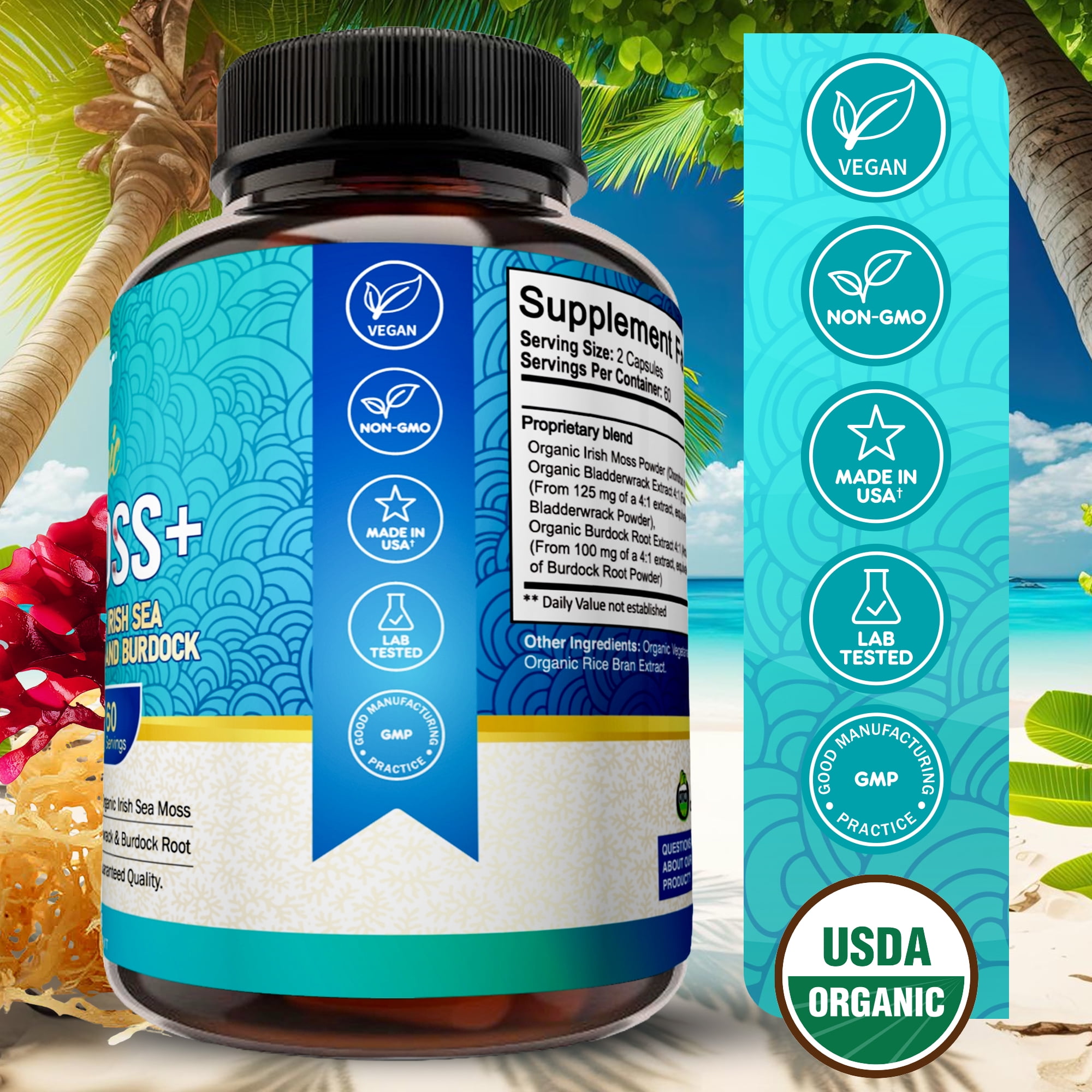 Sea Moss Capsules 1600mg - Immunity, Gut, Energy Boost - Superfood Supplement for Women and Men