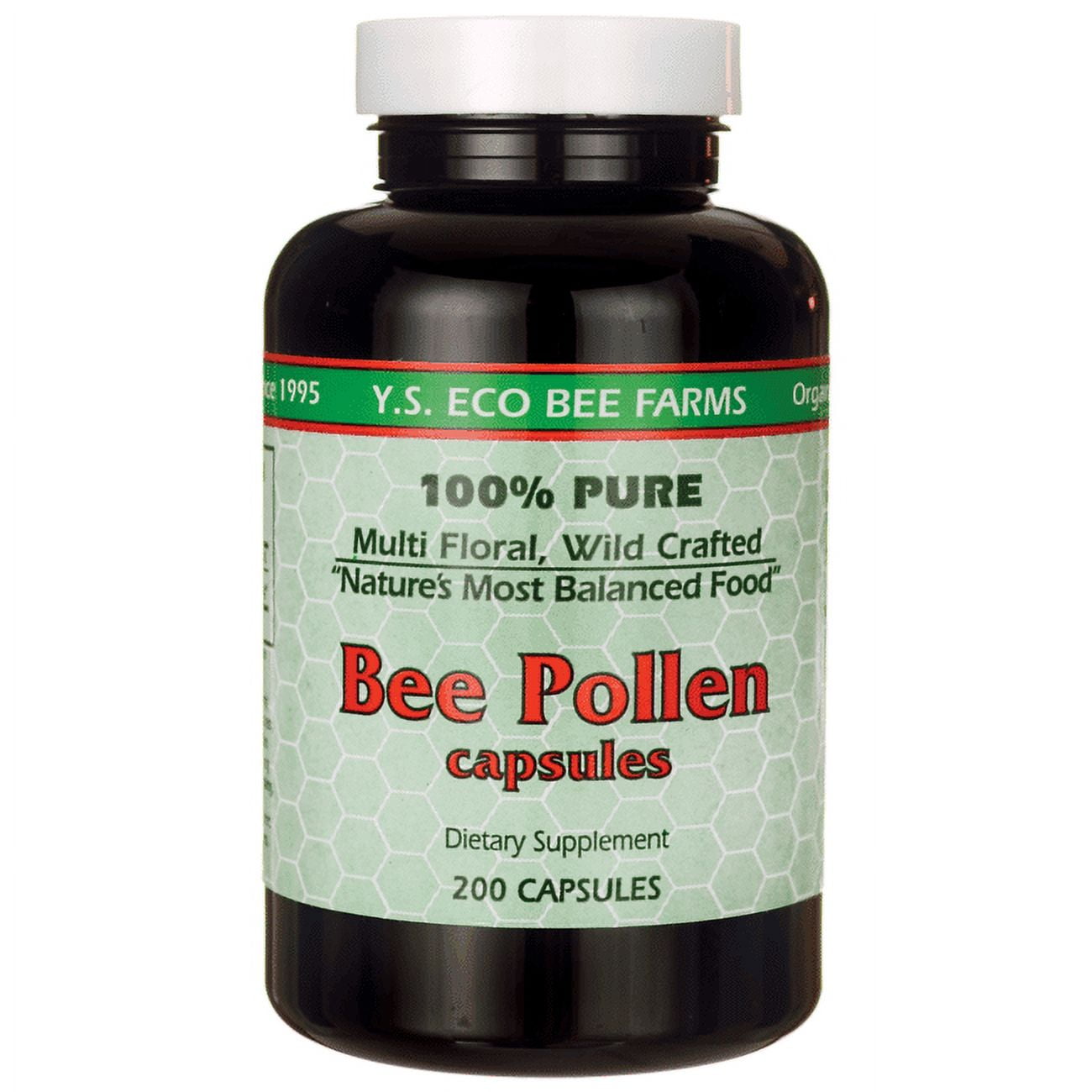 Bee Pollen Capsules - 500mg - 200 Count Organic