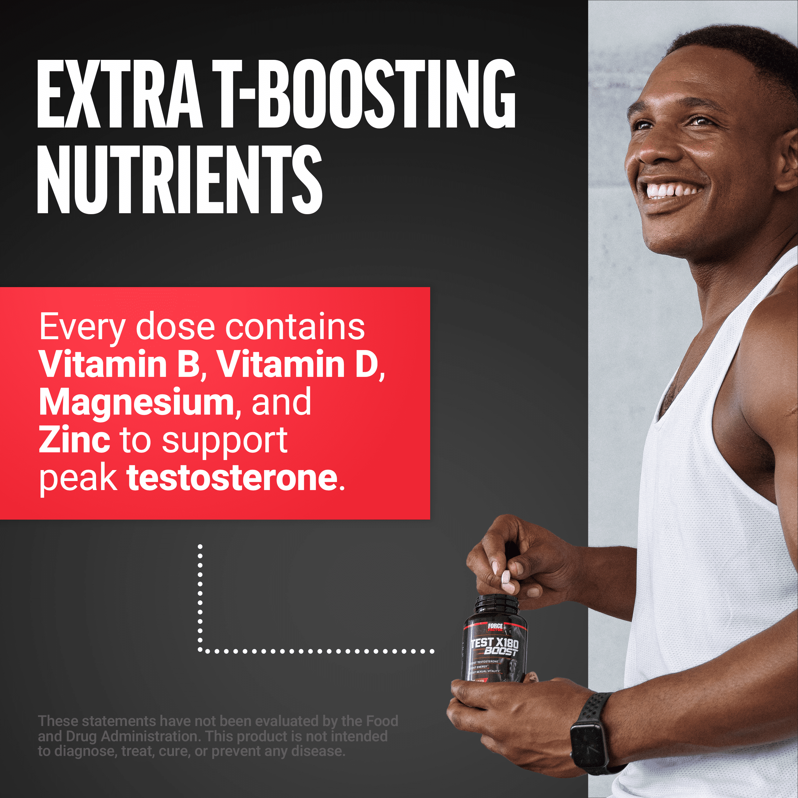 Force Factor Test X180 Boost: Pre-Workout Testosterone Booster, 120 Tablets