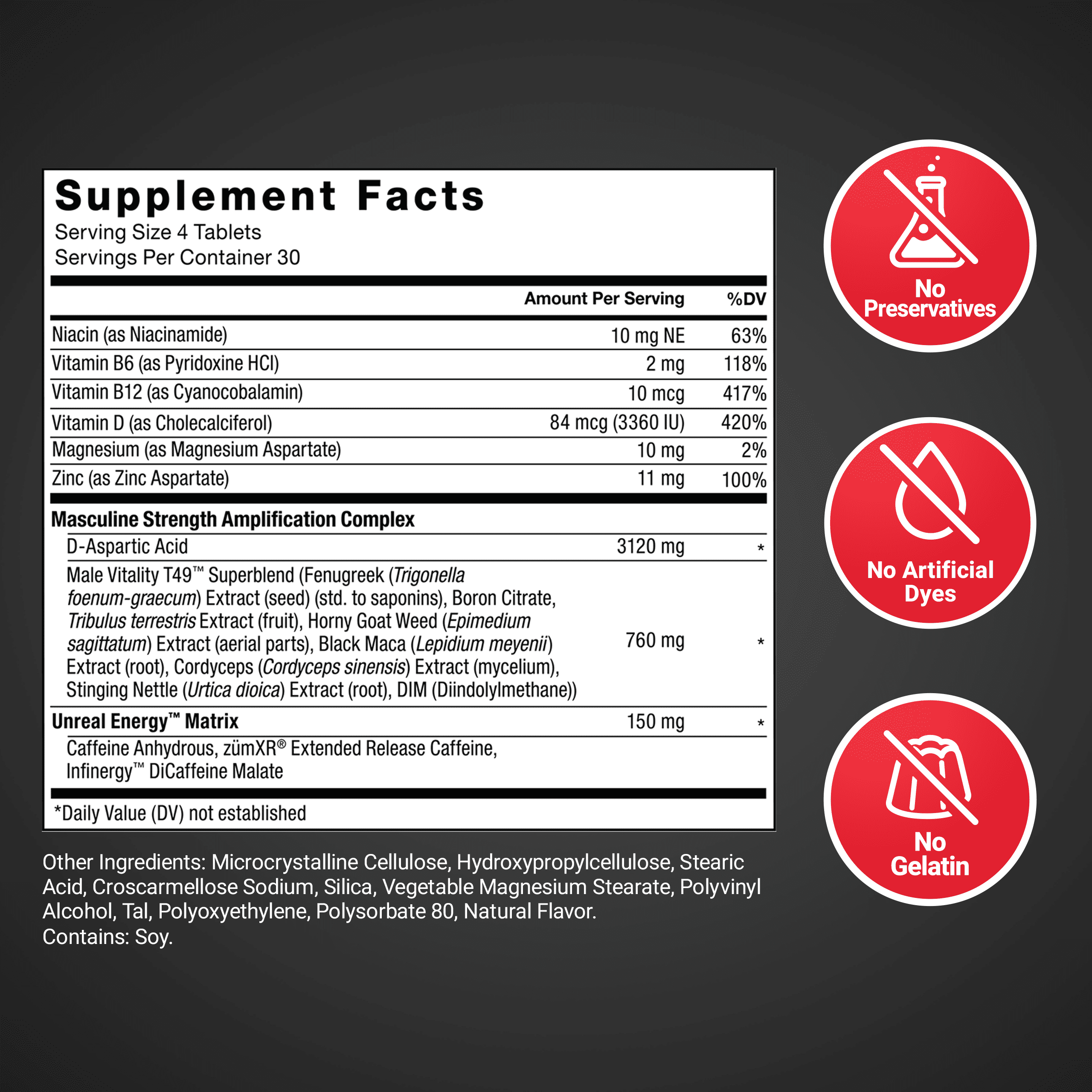 Force Factor Test X180 Boost: Pre-Workout Testosterone Booster, 120 Tablets