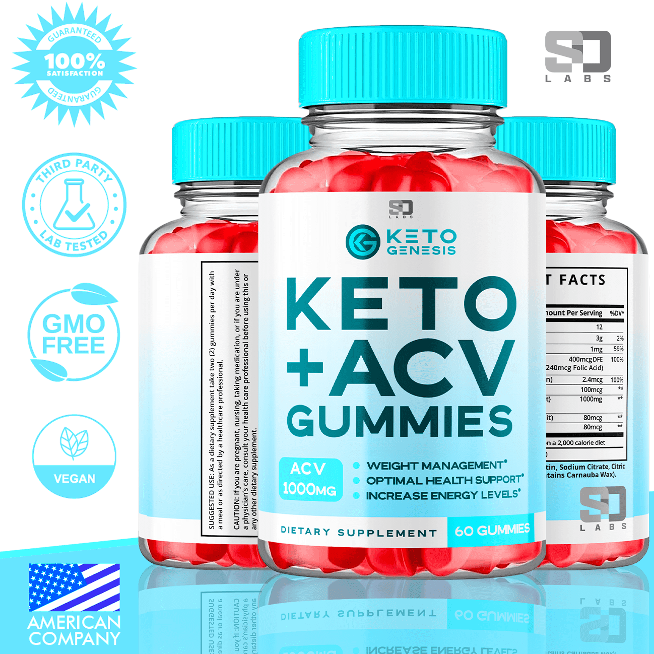 KETO GENESIS KETO ACV GUMMIES FOR WEIGHT LOSS & ENERGY BOOST - 60 GUMMIES