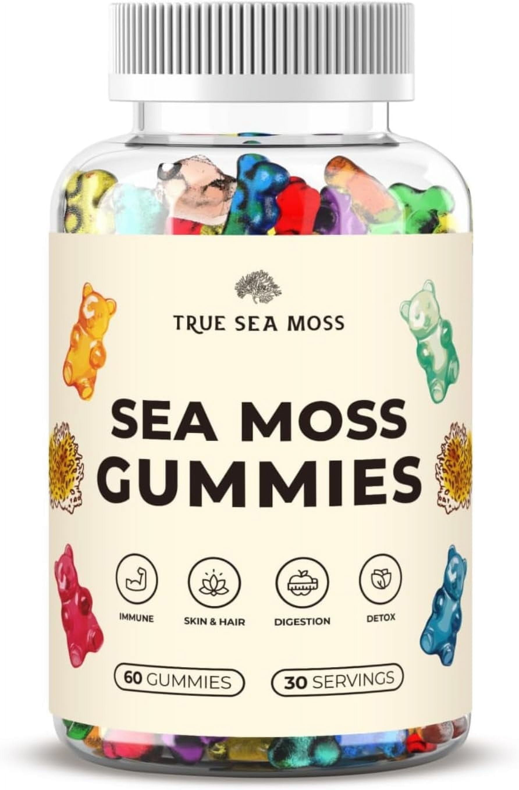 TrueSeaMoss Gummies with Burdock & Bladderwrack, 60ct Organic