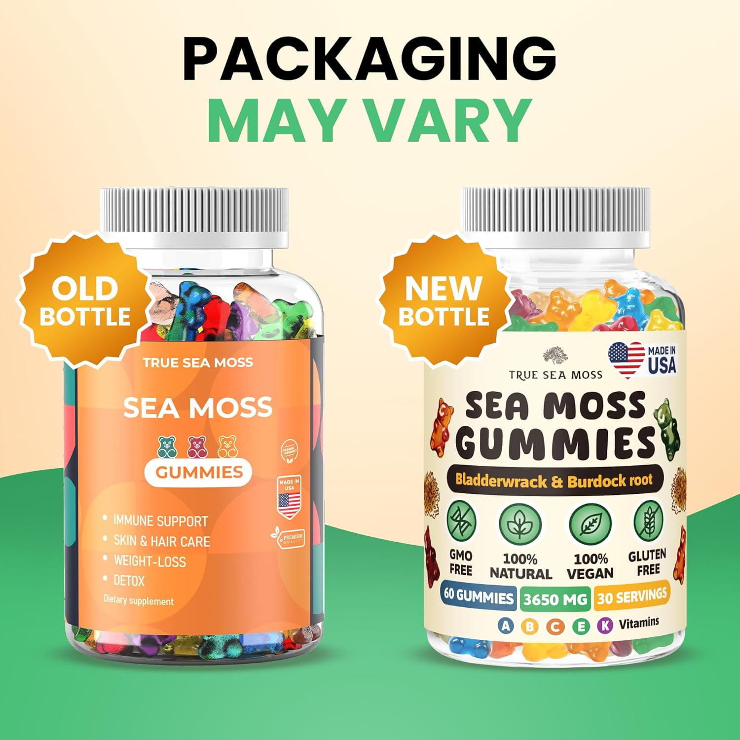 TrueSeaMoss Gummies with Burdock & Bladderwrack, 60ct Organic