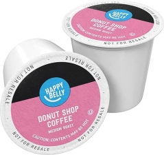 Happy Belly Medium Roast Coffee Pods, Donut Style, 100 Count for Keurig 2.0 K-Cup Brewers