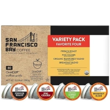 San Francisco Bay Compostable Coffee Pods Original Variety Pack - 80 Ct K Cup Compatible for Keurig 2.0 French Breakfast Fog Organic Rainforest