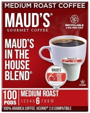 Maud's Medium Roast Coffee Pods, 100 ct, 100% Arabica, Keurig K Cups Compatible