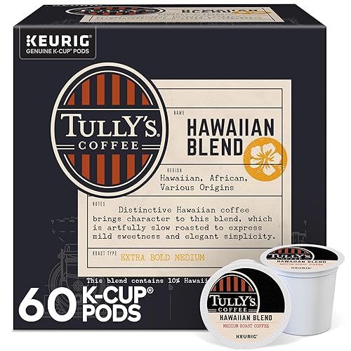 Tully's Coffee Hawaiian Blend K-Cup Pods, Medium Roast, 60 Count
