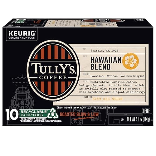 Tully's Coffee Hawaiian Blend K-Cup Pods, Medium Roast, 60 Count