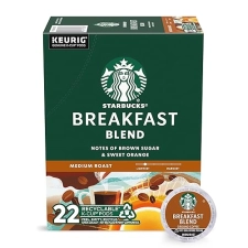 Starbucks Breakfast Blend K-Cup Coffee Pods, Medium Roast, 100% Arabica - 22 Pods