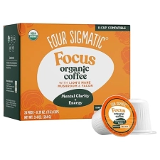 Four Sigma Organic Dark Roast Mushroom Coffee K-Cups | Focus & Immune Support | Vegan & Keto | 24 Count