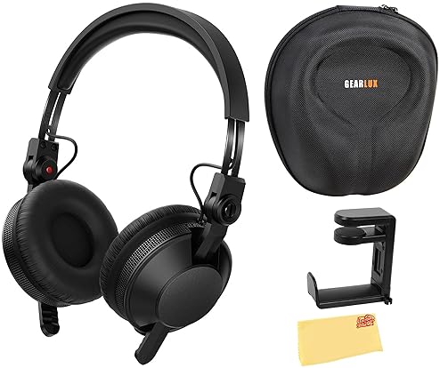 Pioneer DJ HDJ-CX On-Ear DJ Headphones Bundle - Black with Case, Stand & Polishing Cloth