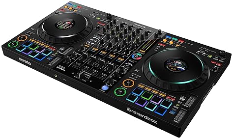 Pioneer DDJ-FLX10 DJ Controller Bundle - Black with Laptop Stand, Headphones, Polishing Cloth