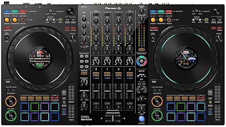 Pioneer DDJ-FLX10 DJ Controller Bundle - Black with Laptop Stand, Headphones, Polishing Cloth