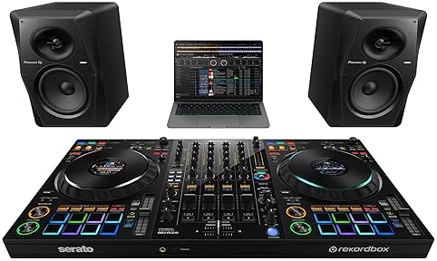 Pioneer DDJ-FLX10 DJ Controller Bundle - Black with Laptop Stand, Headphones, Polishing Cloth