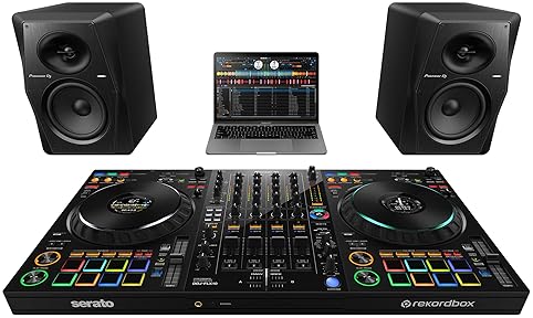 Pioneer DDJ-FLX10 DJ Controller Bundle - Black with Laptop Stand, Headphones, Polishing Cloth