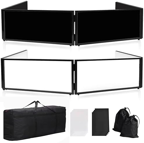 Portable DJ Booth Facade with Black & White Scrims - Ideal for Weddings & Shows