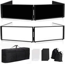 Portable DJ Booth Facade with Black & White Scrims - Ideal for Weddings & Shows