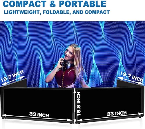 Portable DJ Booth Facade with Black & White Scrims - Ideal for Weddings & Shows