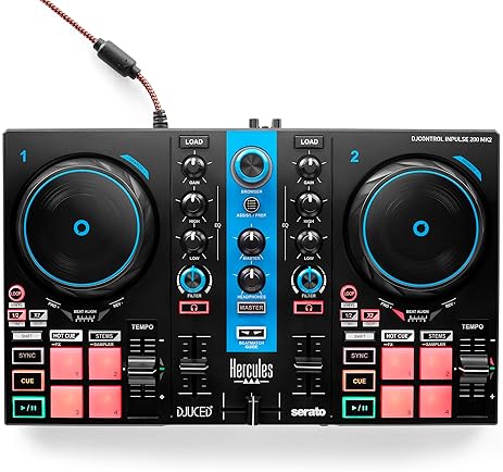 Hercules DJControl Inpulse 200 MK2 Arctic Blue - DJ Controller for Learning - Software & Tutorials Included