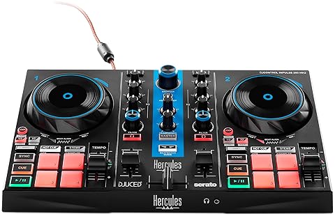 Hercules DJControl Inpulse 200 MK2 Arctic Blue - DJ Controller for Learning - Software & Tutorials Included