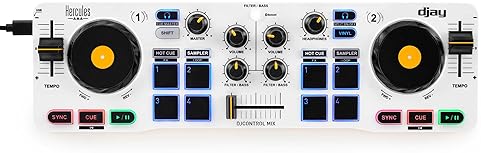 Hercules DJControl Mix Wireless DJ Controller for Smartphones - dJay App - 2 Decks, White