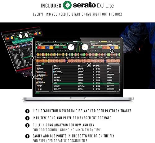 Numark Mixtrack Pro FX: 2 Deck DJ Controller with Serato DJ, Mixer, Audio Interface, Touch Jog Wheels & FX - 100 characters