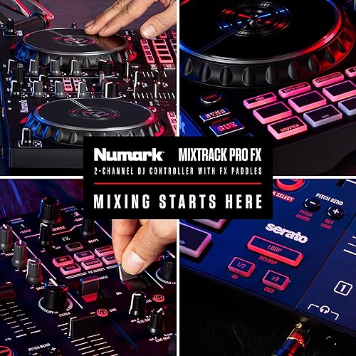 Numark Mixtrack Pro FX: 2 Deck DJ Controller with Serato DJ, Mixer, Audio Interface, Touch Jog Wheels & FX - 100 characters