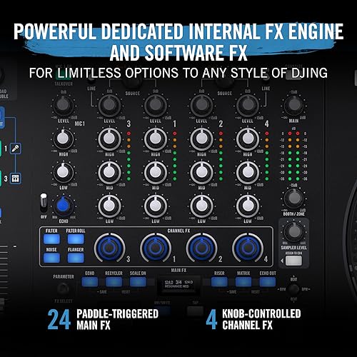 RANE FOUR Advanced 4 Channel Stems DJ Controller with 8.5" Jog Wheels and Serato DJ Pro - Internal FX Mixer (100 characters)