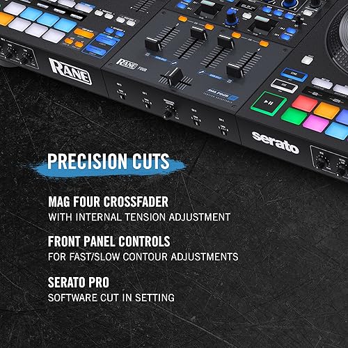 RANE FOUR Advanced 4 Channel Stems DJ Controller with 8.5" Jog Wheels and Serato DJ Pro - Internal FX Mixer (100 characters)