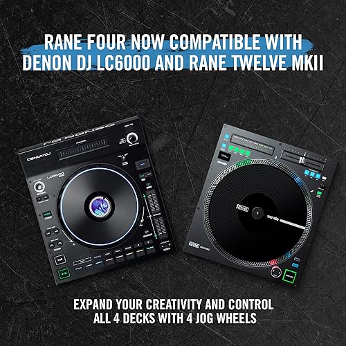 RANE FOUR Advanced 4 Channel Stems DJ Controller with 8.5" Jog Wheels and Serato DJ Pro - Internal FX Mixer (100 characters)