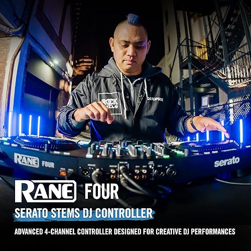 RANE FOUR Advanced 4 Channel Stems DJ Controller with 8.5" Jog Wheels and Serato DJ Pro - Internal FX Mixer (100 characters)