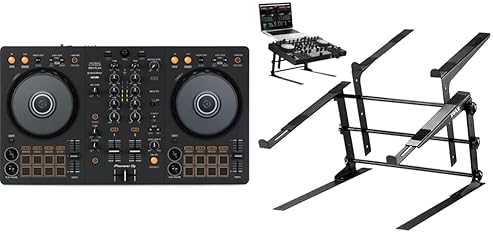 Pioneer DJ DDJ-FLX4 2-Deck Controller + Pyle Dual Laptop Stand Combo