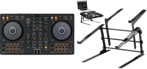 Pioneer DJ DDJ-FLX4 2-Deck Controller + Pyle Dual Laptop Stand Combo