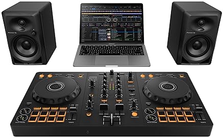 Pioneer DJ DDJ-FLX4 2-Deck Controller + Pyle Dual Laptop Stand Combo