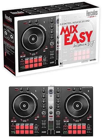 Hercules DJControl Inpulse 300 MK2 USB DJ Controller with 16 Pads and Built-in Sound Card