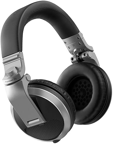 Pioneer DJ HDJ-X5 Silver Over-Ear Headphones Bundle with Case, Stand & Polishing Cloth