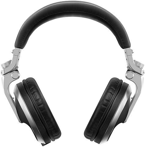 Pioneer DJ HDJ-X5 Silver Over-Ear Headphones Bundle with Case, Stand & Polishing Cloth