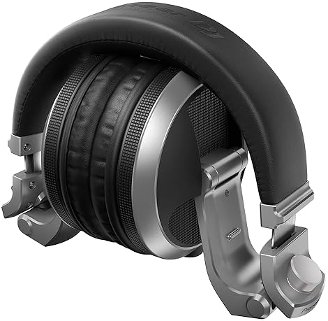 Pioneer DJ HDJ-X5 Silver Over-Ear Headphones Bundle with Case, Stand & Polishing Cloth
