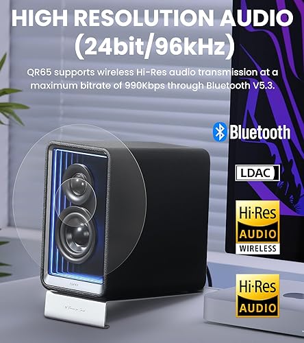 Edifier QR65 Desktop Active Monitor with Hi-Res Audio, Brilliant Light Effects, 70W Bluetooth Speakers - Black