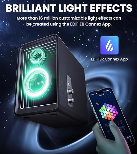 Edifier QR65 Desktop Active Monitor with Hi-Res Audio, Brilliant Light Effects, 70W Bluetooth Speakers - Black