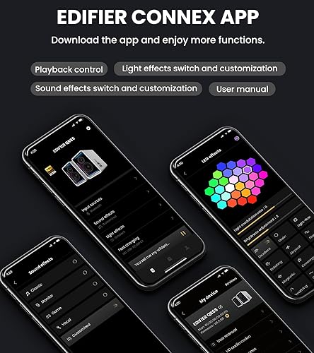Edifier QR65 Desktop Active Monitor with Hi-Res Audio, Brilliant Light Effects, 70W Bluetooth Speakers - Black