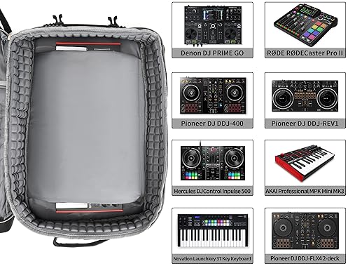 Rabjen DJ Backpack | Club Gig DJ Mixer Case for Pioneer DJ DDJ-REV1, Novation Launchkey 37 Key Keyboard + More