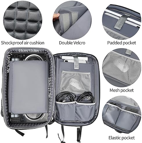 Rabjen DJ Backpack | Club Gig DJ Mixer Case for Pioneer DJ DDJ-REV1, Novation Launchkey 37 Key Keyboard + More
