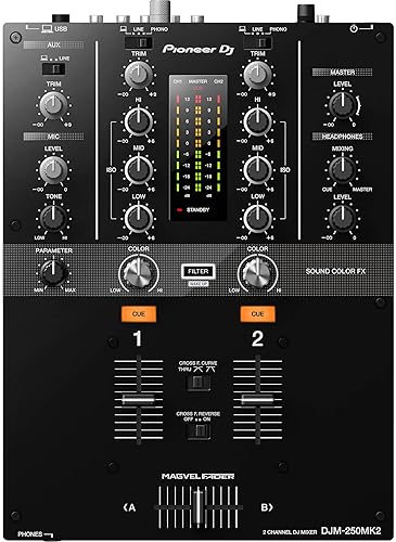 Pioneer DJM-250MK2 Mixer with PLX-500 White Turntables Bundle