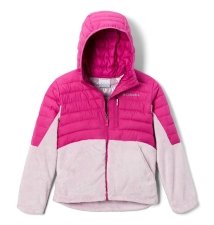 Columbia Girls Powder Lite Hooded Jacket, Wild Fuchsia/Aura, Size M