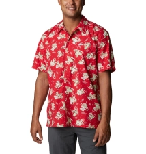 Columbia Men's Red Spark Lite Me Up Print Trollers Best Short Sleeve Shirt, X-Large