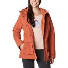 Columbia Women's Teak Brown Rain Jacket, Size M with Double Pockets